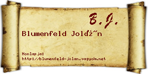 Blumenfeld Jolán névjegykártya